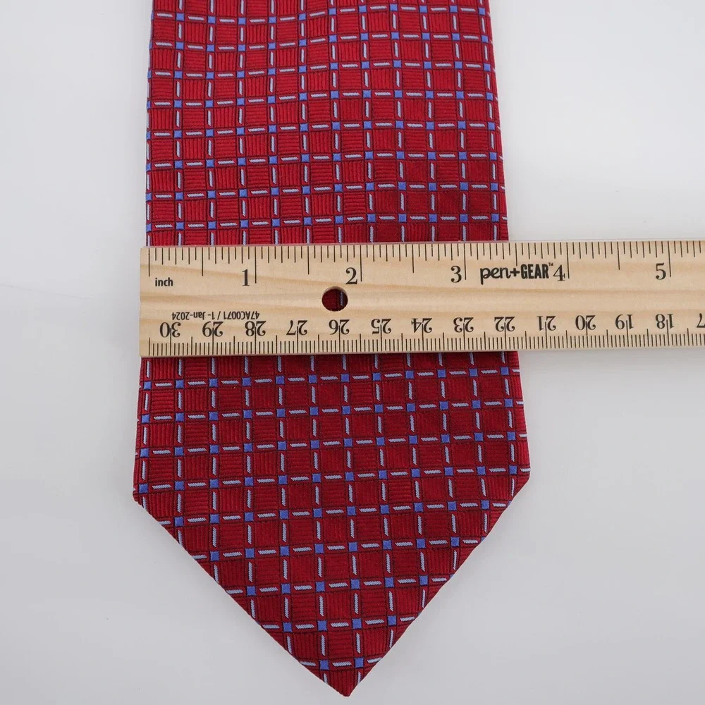 Brooks Brothers Tie Geometric Silk Necktie Red‎ One Size Mens OS